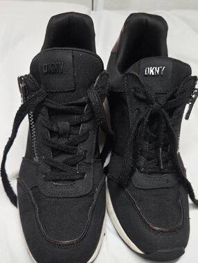 DKNY Black Men's Lace-Up Sneakers with Side Zipper Detail